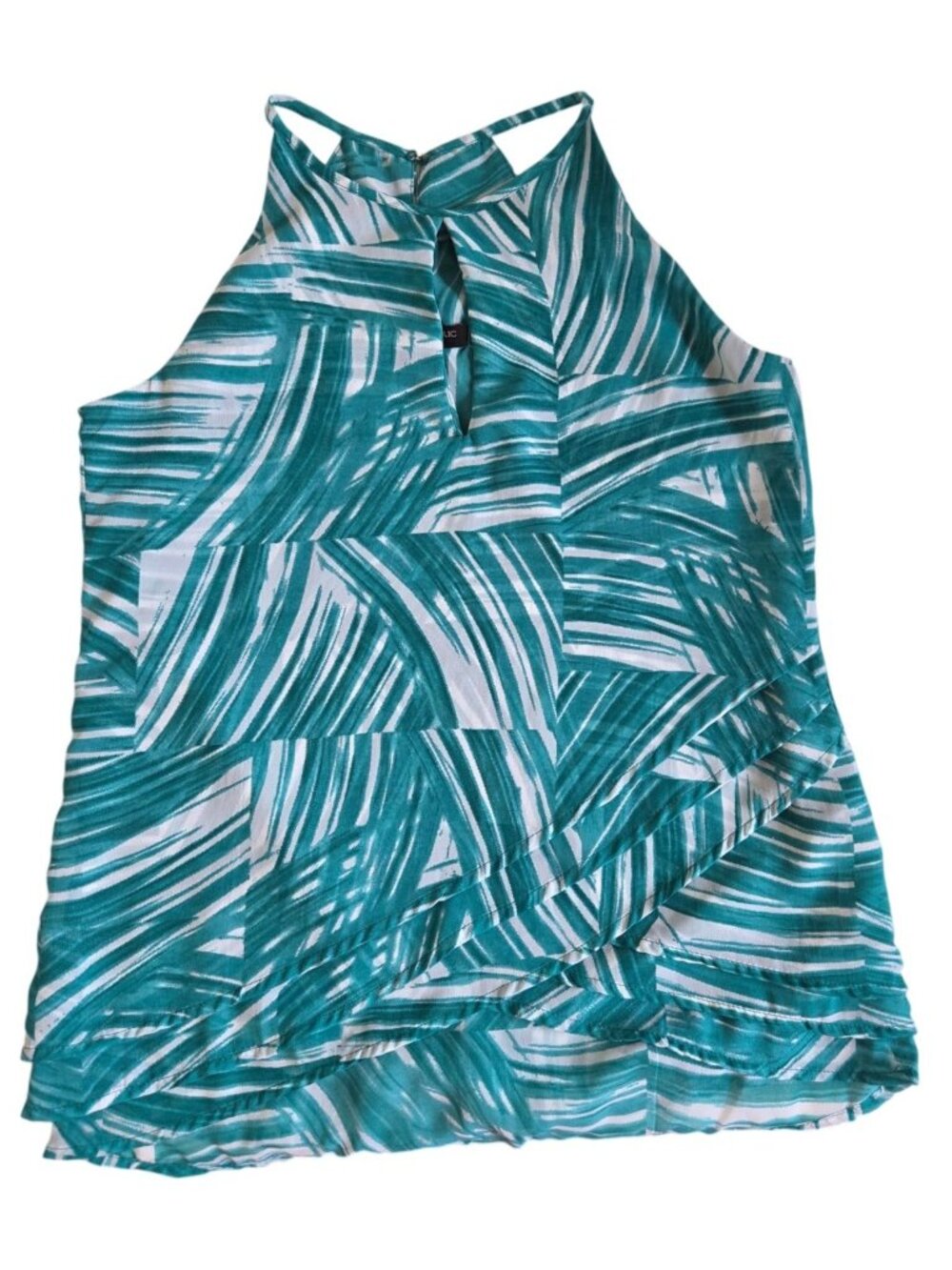 Banana Republic Sleeveless Tropical Print Tank Top Size XS Teal White Leaf Layer